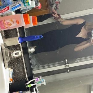 Long black dress with leg slit